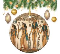 Décorations de sapin de Noël en céramique avec ficelle dorée à suspendre en Égypte ancienne pour cheminée d'arbre de Noël, décoration de fête de vacances, cadeau de 7,1 cm
