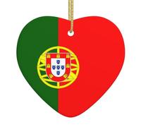 Décorations de sapin de Noël en céramique Drapeau du Portugal - Ornements décoratifs à suspendre pour décoration d'arbre de vacances, convient pour Noël