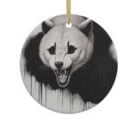 Décorations de sapin de Noël en céramique - Motif loup hurlant en colère - Décoration de Noël pour la maison, les fêtes - Parfait pour les vacances, le Nouvel An