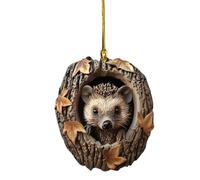 Décorations de sapin de Noël en forme d'animal - Hérisson plat en acrylique 2D à suspendre - Décoration saisonnière - Décoration de chambre à coucher de Noël - Décoration de rétroviseur de voiture