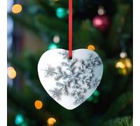 Décorations de sapin de Noël en forme de cœur en acrylique transparent en forme de flocon de neige - Disques circulaires transparents pour Noël, Nouvel An, décorations à suspendre