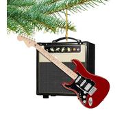 Décorations de sapin de Noël en forme de guitare, décoration de guitare de Noël | Pendentif plat en acrylique pour sapin de Noël en forme de guitare électrique, ornements de musique, ornements de Noël
