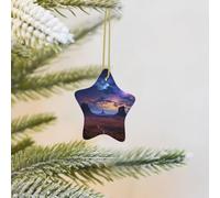 Décorations de sapin de Noël en forme de nébuleuse dans le désert - Ornements personnalisés en céramique - Pendentif étoile en porcelaine à suspendre pour décoration de vacances, cadeaux souvenirs de