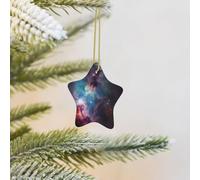 Décorations de sapin de Noël en forme de nébuleuse spatiale avec grappe - Ornements personnalisés en céramique - Pendentif étoile en porcelaine à suspendre pour décoration de vacances, cadeaux