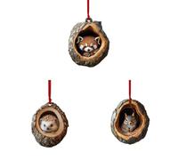 Décorations de sapin de Noël en forme de raton laveur, chouette, écureuil en 2D, décoration saisonnière en forme d'animal mignon, hérisson et lapin pour la maison, l'étagère, la bibliothèque