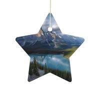 Décorations de sapin de Noël en forme d'étoile en céramique à suspendre au parc national Banff - Décorations pour sapin de Noël, fête de famille, vacances