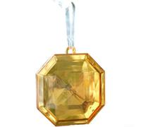 Décorations de sapin de Noël en plastique à paillettes à suspendre - Boules carrées rondes en forme de diamant pour guirlande de sapin de Noël, décoration de fête festive (pierre précieuse dorée)