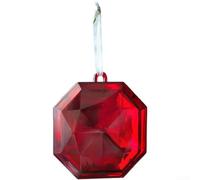 Décorations de sapin de Noël en plastique à suspendre de formes carrées et rondes mises en évidence par des éléments en strass pailletés (rouge)