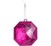 Décorations de sapin de Noël en plastique à suspendre de formes carrées et rondes mises en valeur par des éléments en strass pailletés (fuchsia)