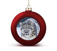 Décorations de sapin de Noël en plastique PC incassable avec cordon - Motif léopard des neiges aux yeux bleus - 4 cm