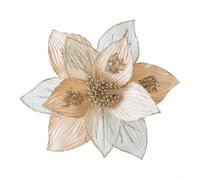 Décorations de sapin de Noël, fleurs à paillettes dorées avec maille en velours pour une décoration de sapin de Noël éclatante (abricot)