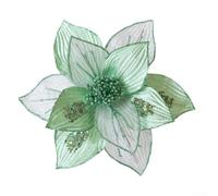 Décorations de sapin de Noël, fleurs à paillettes dorées de 25 cm avec design en maille de velours pour une décoration de sapin de Noël éclatante (vert)