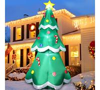 Décorations de sapin de Noël gonflables de 2,1 m de haut avec lumières LED, étoile et bonbons colorés pour Noël, fête, intérieur, jardin, terrasse, couloir, pelouse
