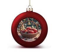 Décorations de sapin de Noël incassables - Panier de pommes rouges - Boules de Noël en plastique pour fêtes de fin d'année