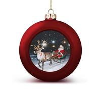 Décorations de sapin de Noël incassables - Père Noël conduisant un traîneau - Boules de Noël en plastique pour fêtes de fin d'année