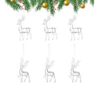 Décorations de sapin de Noël | Lot de 6 pendentifs en forme de élan transparent à suspendre pour le Nouvel An, un anniversaire, une fenêtre, une porte, une fête, une terrasse, un porche, une cour