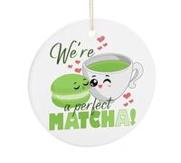 Décorations de sapin de Noël, nous sommes un souvenir commémoratif parfait en céramique matcha, décoration amusante à suspendre pour la décoration de la maison, cadeaux pour amoureux, 7,5 cm