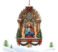 Décorations de Sapin de Noël | Pendentif Scène de Prière de Jésus pour Sapin de Noël | Décorations Festives en Acrylique 2D pour Hommes Femmes Père Mère Amis