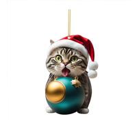 Décorations de Sapin de Noël pour Chat, Décoration de Noëls en Forme de Chat Mignon, Chat de Boules de Noëls, Pendentifs de Décorations deNoël Acrylique pour Décorations de Maison deNoël