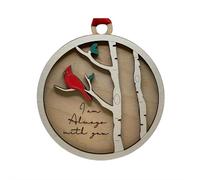 Décorations de sapin de Noël rouge cardinal - Décoration de Noël de 7,5 cm en bois sculpté à suspendre - Souvenir toujours avec vous, visiteur du paradis (beige)