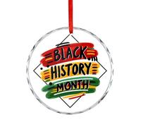 Décorations de sapin de Noël, souvenir commémoratif du mois de l'histoire noire en verre, cercle amusant à suspendre pour décoration d'intérieur, cadeau pour la famille et les amis, 7,5 cm