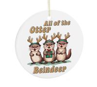 Décorations de sapin de Noël, souvenir commémoratif en céramique « All of the Otters Rennes » - Décoration amusante à suspendre pour la décoration de la maison, cadeau pour les amateurs de cerfs, 7,5