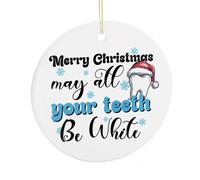 Décorations de sapin de Noël, souvenir commémoratif en céramique « Merry Christmas May All Your Teeth Be White », décoration amusante à suspendre pour décoration d'intérieur, cadeau pour bureau