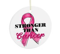 Décorations de sapin de Noël, souvenir commémoratif en céramique plus solide que le cancer, décoration amusante à suspendre pour décoration d'intérieur, cadeaux pour survivants du cancer du sein, 7,5