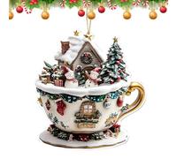 Décorations de sapin de Noël | Tasse à café de Noël 2D Décoration de maison enneigée - Décoration festive saisonnière pour voiture, porte intérieure, sac à dos, bibliothèque, chevet, cheminée, fenêtre
