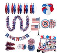 Décorations de scooter - Décorations de fête 9,84 x 14,17 x 1,97 pouces, décoration américaine légère, kit de ballons rouge blanc bleu du 4 juillet | Kit de décoration de vélo , pour le rassemb
