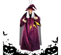 Décorations de sorcière d'Halloween - Accessoire animé à suspendre grandeur nature, lumière des yeux effrayants, affichage de l'arbre d'entrée en plein air, fournitures de fête saisonnières |