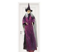 Décorations de sorcière d'Halloween - Figurine debout animée, son hurlant hanté | Lumières à détecteur de mouvement, accessoires de rire maléfiques avec yeux lumineux pour extérieur, porche, salle de