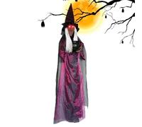 Décorations de Sorcières d'halloween pour l'Extérieur - Sorcière Hurlante avec des Yeux Qui Brillent | Figure de 180 cm Tenant Un Chaudron pour Jardin Arbres Portail Plafond Mur Porche Maison Hantée