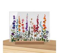 Décorations de table avec fleurs en acrylique coloré, décorations de motifs floraux peints colorés, attrape-rêves floral peinture créative, décorations en verre acrylique imitation artisanale pe