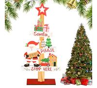 Décorations de table de en bois - Décoration d'arbre de et de bonhomme de neige avec des mots, décorations de rustiques en bois pour plateau à plusieurs niveaux, présentoir de cheminée