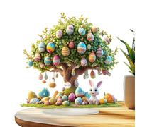 Décorations de table de Pâques - Pièce maîtresse des œufs de lapin acrylique 2D, ornement festif acrylique | Ornement festif coloré pour les fêtes à la maison Easter Bunny Desktop Decoration Sign