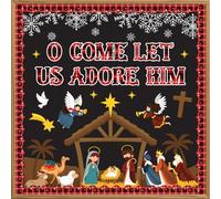 Décorations de tableau d'affichage de Noël, crèche chrétienne, tableau d'affichage de Noël, décorations de salle de classe, crèche religieuse, vacances d'hiver, école, décoration murale, O Come Let Us