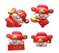 Décorations De Tableau De Bord - Figurine Mignonne En Résine Du Dieu De La Richesse 4 Pièces,Décor pour Moniteur d'Ordinateur | Pour Bureau Salle D'Ordinateur Portable Chambre Maison TV Hommes Travail