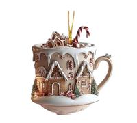 Décorations de tasse à café de Noël - Ornements de tasse à café pour sapin de Noël | Maisons de neige de Noël | Décoration de sapin de Noël - Pendentif sur le thème du cacao chaud pour intérieur et