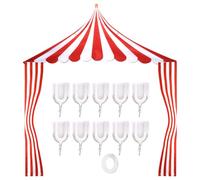 Décorations de tente de cirque, décoration de fête de carnaval à rayures rouges et blanches avec 10 crochets pour fêtes à thème Halloween