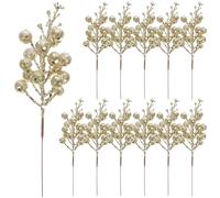 Décorations de tiges de baies artificielles à paillettes - Bâtons de perles décoratives - Branches à paillettes pour sapin de Noël, couronne, artisanat, petit vase, décoration d'intérieur, décorations