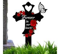 Décorations de tombes | Piquet en acrylique 2D pour le cimetière | Heart and Crossing Memorial Sympathy Markers Grave Markers pour le jardin extérieur