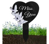 Décorations de tombes - Sympathie 2D Piquet en acrylique pour le cimetière | Heart and Crossing Memorial Sympathy Markers Grave Markers pour le jardin extérieur