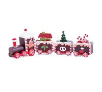 Décorations de Train de Noël Christmas Gingerread Man Train 3 Voitures Mini en Bois pour Les Enfants, décorations fête (Rouge foncé) |