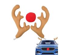 Décorations De Voiture en Bois De Noël - Décoration De Noël en Bois De Renne pour SUV, Kit De Voiture De Renne avec Bois Et Nez | Accessoires Automobiles pour Voitures, Véhicules, Camions