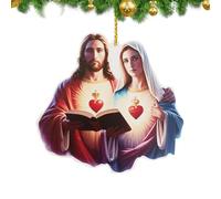 Décorations de voiture Jésus en acrylique - Pendentif Jésus en acrylique - Décorations de Noël en acrylique avec cœur - Crèche festive de Jésus - Accessoire religieux robuste pour la famille, la