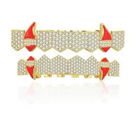 Décorations Dentaires Amovibles avec Finition Or/argent et Appareils Dentaires Taillés en Diamant, Parfaites Pour les Soirées de Jeux de Rôle de Rappeurs Hip-hop(Gold)