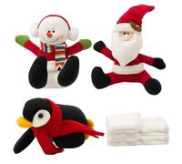 Décorations d'escalier de Noël, Jolies décorations de Noël avec Pingouins skieurs, père, Bonhomme Neige et Neige Artificielle, Guirlande Lumineuse LED pour Rampe d'escalier |.Poupées