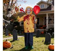 Décorations d'extérieur animatroniques d'Halloween 1,2 m - Motif garçon | Avec des taches de sang, un son de ballon rouge lumineux et un capteur activé par le mouvement pour l'extérieur et