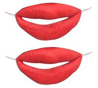 Décorations d'Halloween, 2 pièces lèvres, bouche de saucisse jouets amusants, accessoires à lèvres rouges en latex avec ficelle jouets à drôles jour du poisson d'avril plaisantant de grosses l